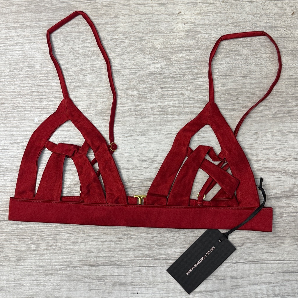 Nwt Kiki De Montparnasse Seduire Red Silk Ouvert Open Cage Cup Bra